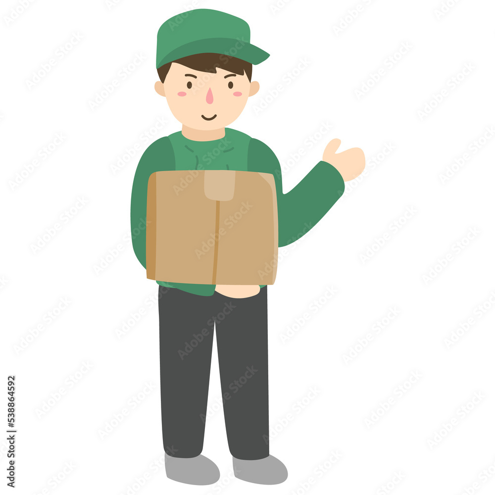 delivery man holding package