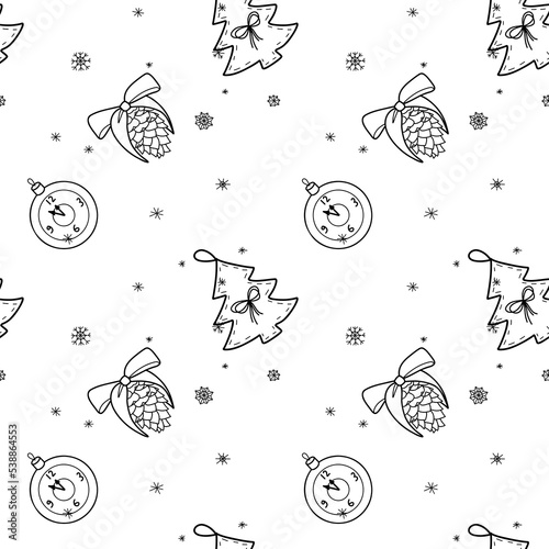 vector contur seamless pattern New Year s, Christmas decorations