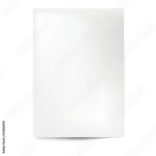 blank white paper A4 with shadow on white background. Poster or document  template