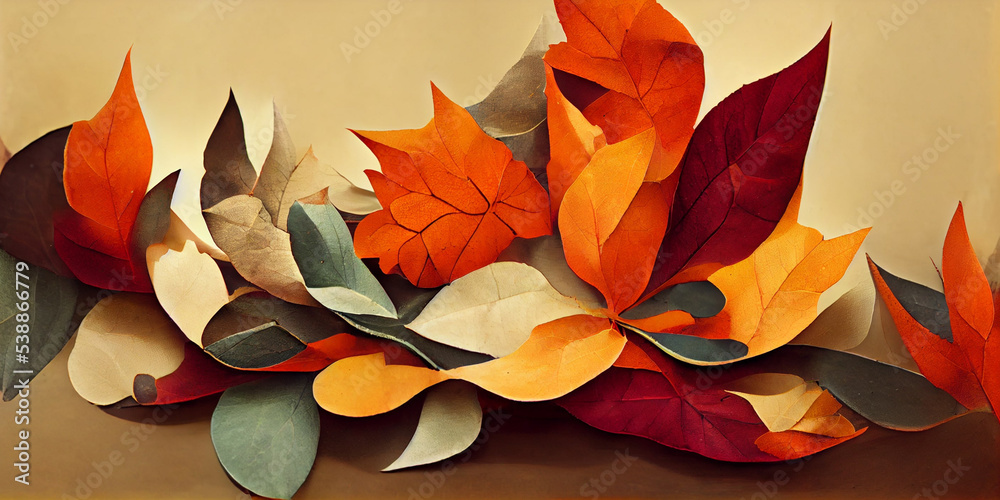 Autumn leaves arrangement with copy space. beautiful illustration retro style.