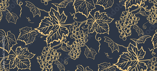 Seamless pattern with bunch of grapes