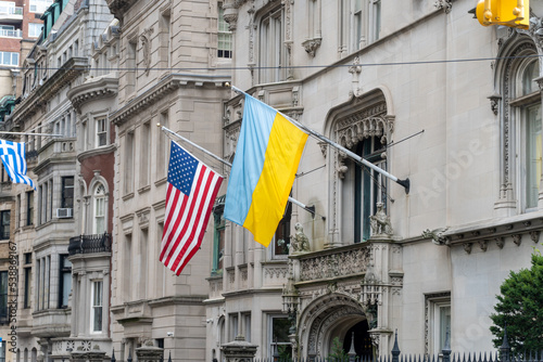 Ukraine supports the flag next to USA Flag