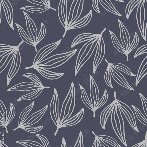 Vector seamless pattern with hand drawn leaf. Contemporary floral botanical seamless pattern.