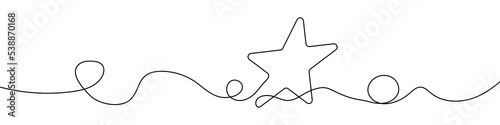 Continuous line drawing of star. One line drawing background. Vector illustration. Linear star icon