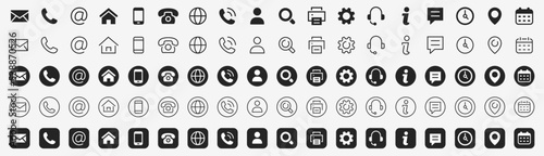 Contact icon set. Thin line Contact icons set. Contact symbols - Phone, mail, smartphone, fax, info, support... vector