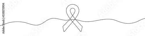 Single continuous line drawing of a awareness ribbon. One continuous line of awareness ribbon drawing. Vector illustration. Linear awareness ribbon design