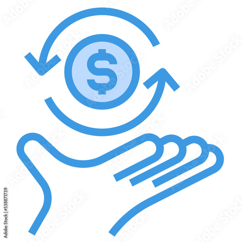 cashback blue outline icon