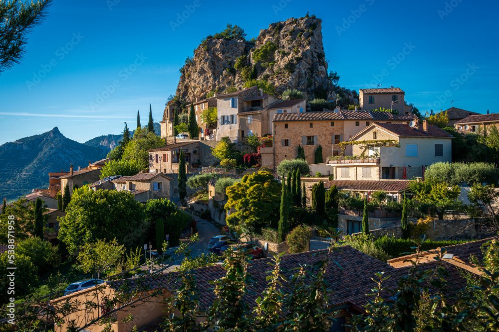 The beautiful provencal hill top village of La Roque Alric in the Dentelles de Montmirail, provence France,