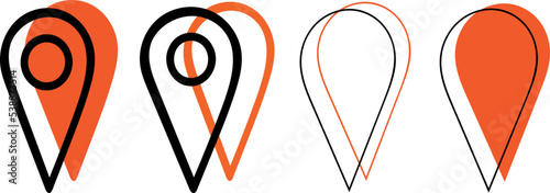 Set of location icons. Group of icons, map markers. Vector illustration on a white background