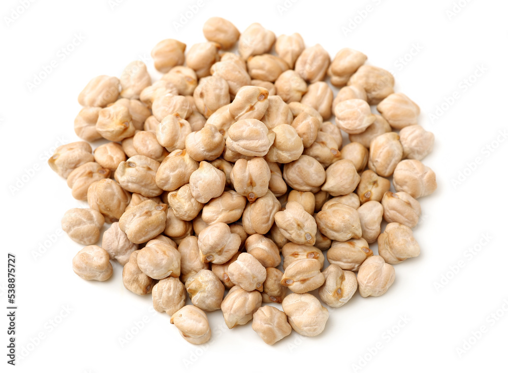 Chickpeas in a pile isolated on a white background