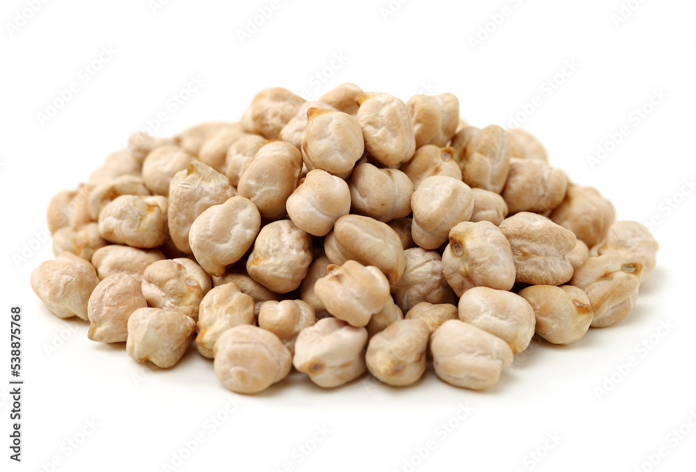 Chickpeas in a pile isolated on a white background Chickpeas in a pile isolated on a white background