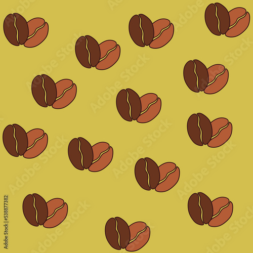 Seamless pattern background with repeating illustration of coffee beans. Trendy and simple vector illustration for printed fabric, fashion, cover, design, wallpaper, layout, background.