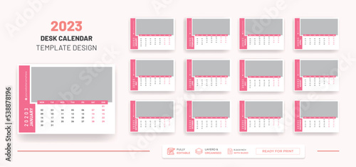 2023 Desk Calendar Or Monthly & Weekly Schedule Modern Colorful Corporate 2023 Design Template.