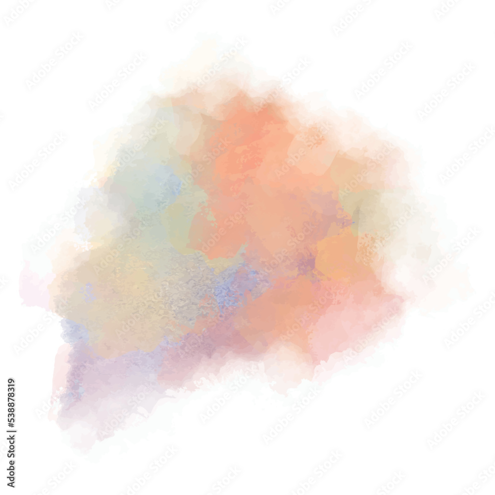 Abstract colorful watercolor background. Ombre paint splash, blob isolated on white backdrop. Vector illustration. Template design.