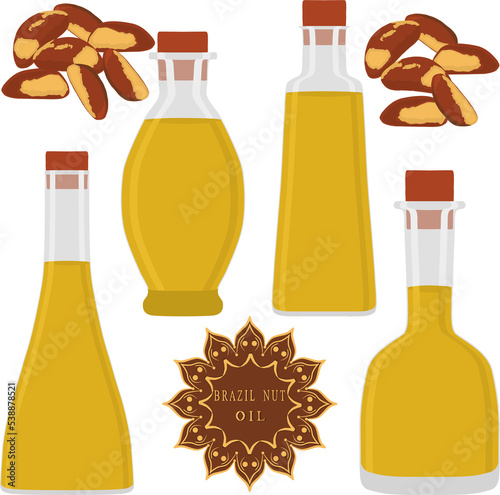 Various sweet tasty oil in glaas bottles photo