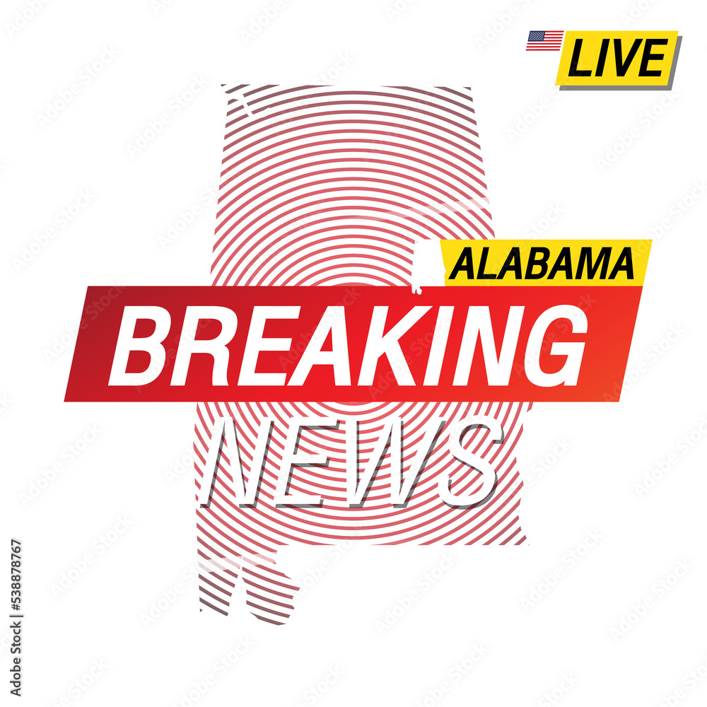 Φωτογραφία Breaking news United states of America Alabama and map image illustration