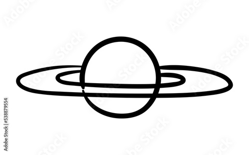 Hand painted planet. Sphere with hoop. Space body, galaxies and universes. Astronomy and astrology. Science and education. Minimalistic drawing, creativity and art. Cartoon flat vector illustration