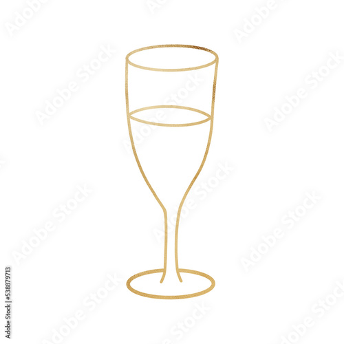 Gold Metallic Wine Glass Outlined