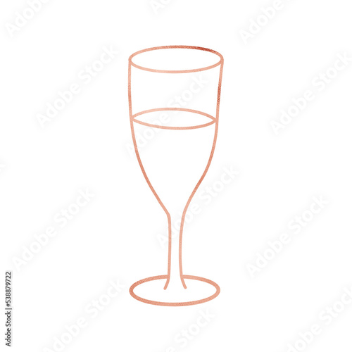 Copper Metallic Wine Glass Outlined