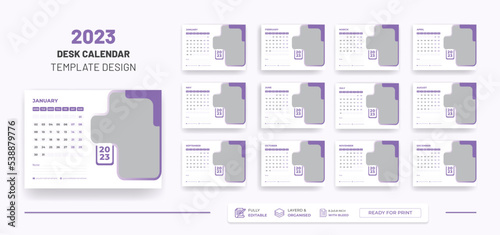 2023 Desk Calendar Or Monthly & Weekly Schedule Modern Colorful Corporate 2023 Design Template.