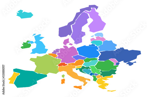 Europe 3d map isolated on white background