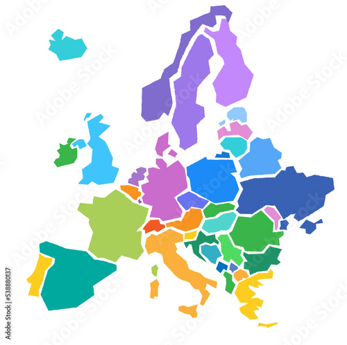 Europe 3d map isolated on white background
