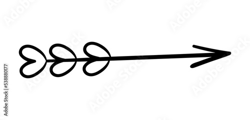 Hand painted bow arrow. Sticker for social networks and messengers. Poster or banner for website. Art and creativity, minimalistic graphic element for greeting card. Cartoon flat vector illustration