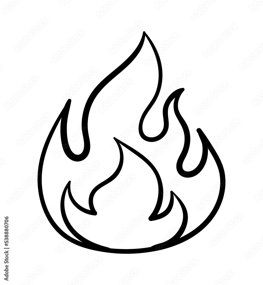 Hand painted fire. Sticker for social networks. Minimalistic creativity and art. Interface element for programs, games and applications. Reactions for messengers. Cartoon flat vector illustration Hand painted fire. Sticker for social networks. Minimalistic creativity and art. Interface element for programs, games and applications. Reactions for messengers. Cartoon flat vector illustration
