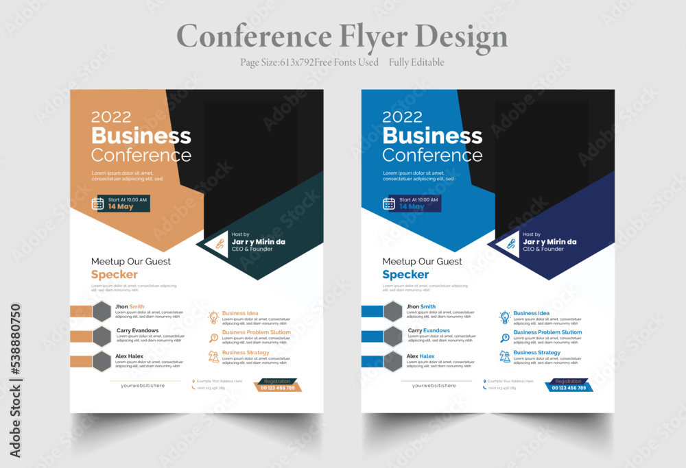 Business Conference Flyer Template, Online conference meeting flyer template