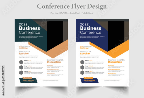 Business Conference Flyer Template, Online conference meeting flyer template © Graphicspoint