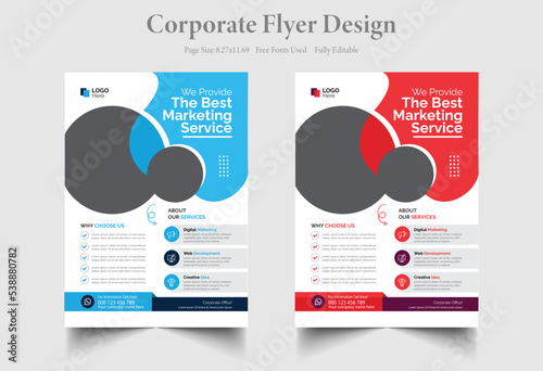 Corporate Flyer template layout design. Corporate business flyer mockup. Creative modern vector flier concept with dynamic abstract shapes on the background