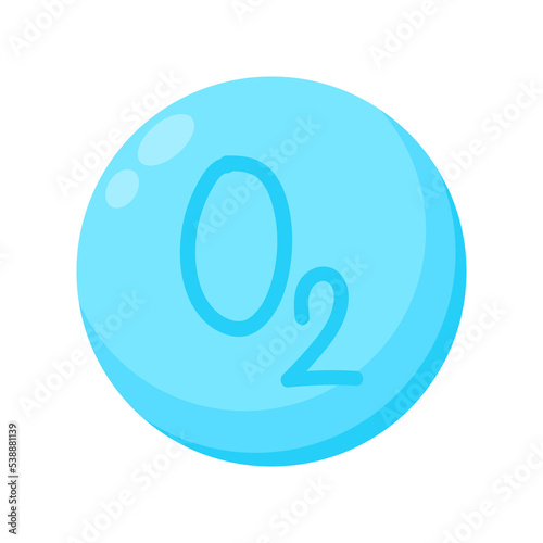 Oxygen vector icon with water drop. O2 or Oxygen cartoon on white background.