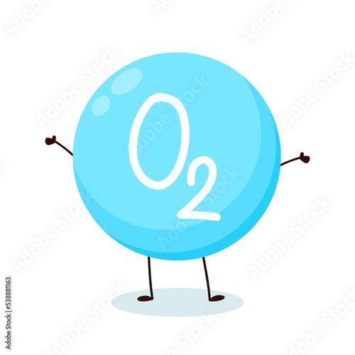 Oxygen vector icon with water drop. O2 or Oxygen cartoon on white background.