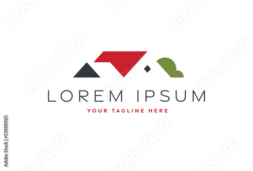 Free Download Real estate modern geometric logo with two house roofs. - GFXLoad