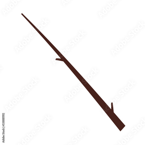 Wooden twig, wood tree branch.  Vector flat illustration isolated on white background.