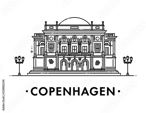 Canvas Print Royal Danish Theatre. Copenhagen. Vector illustration