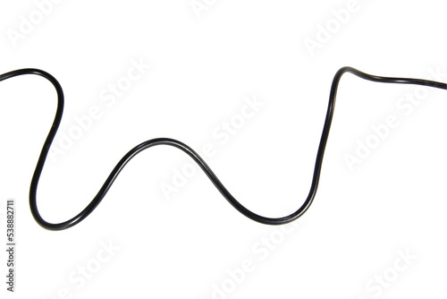 Black wire cable of usb and adapter isolated on white background.Electronic Connector.Selection focus.