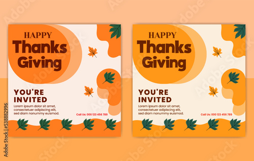 Happy Thanks Giving Day post Template, set of thanksgiving Social Media Post Designs, pumpkin illustration card, Trendy set of vector cards, 
Thanksgiving Cards Collection