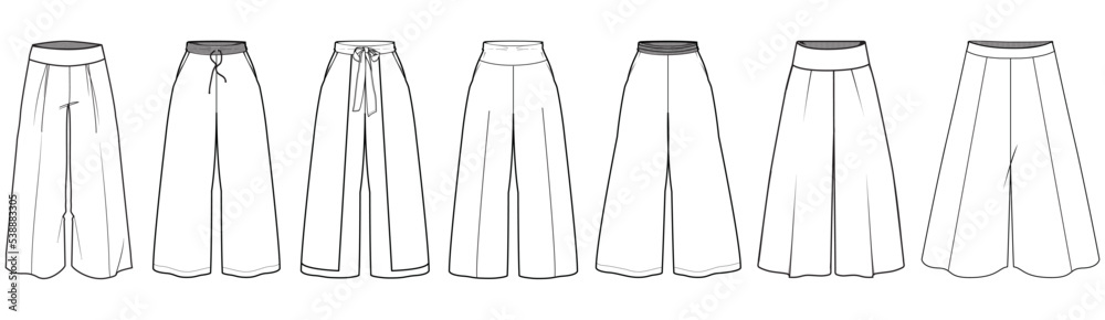 womens wide leg pants fashion flat sketch vector illustration womens wide leg pants fashion flat sketch vector illustration