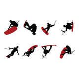 wakeboarding silhouette set