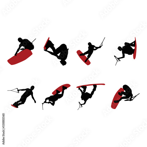 wakeboarding silhouette set