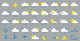 Huge pack of weather icons. Weather forecast design elements for mobile apps and widgets.