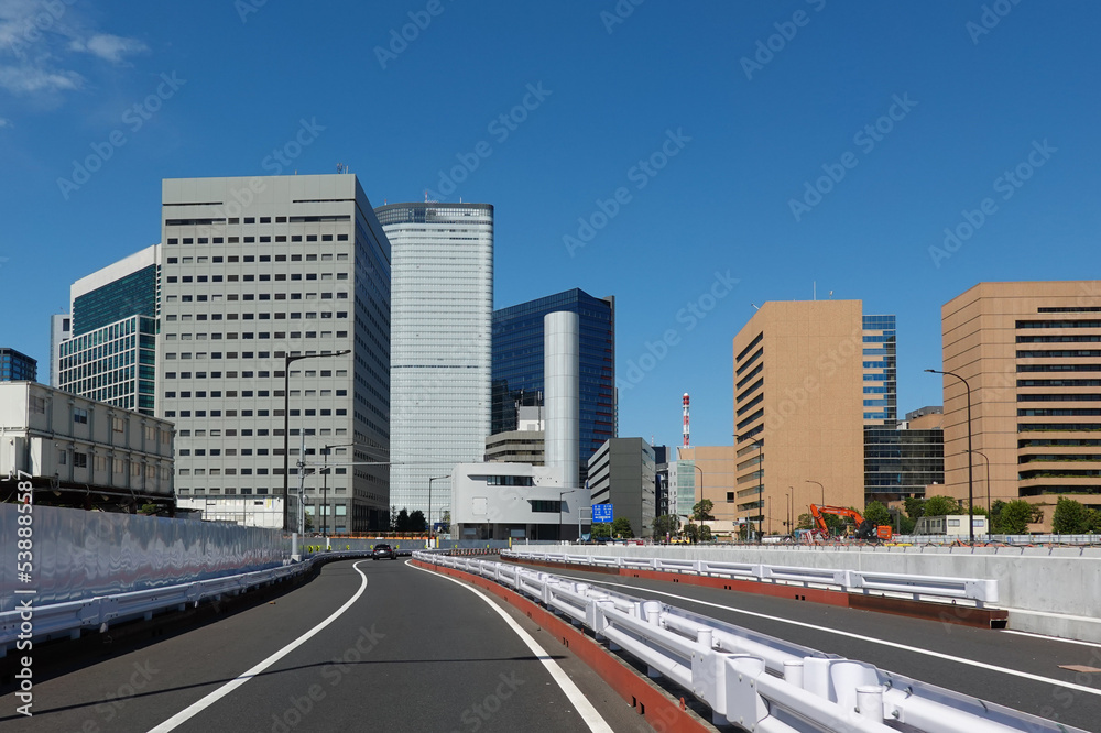 東京再開発で暫定開通した環状2号線（東京都中央区晴海）