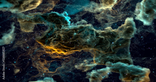 3d rendering. Space wallpaper and background. Universe with stars, constellations, galaxies, nebulae and gas and dust clouds © shacil