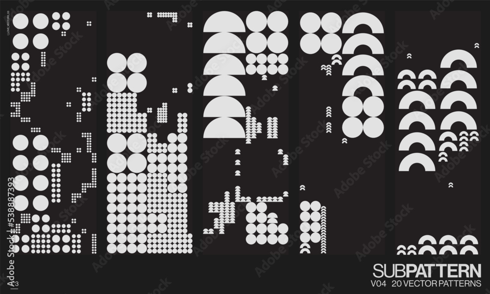 20 Vector data patterns, Futuristic Patterns for print, fabric, and packaging design, halftone, deep bass, drum bass 20 Vector data patterns, Futuristic Patterns for print, fabric, and packaging design, halftone, deep bass, drum bass