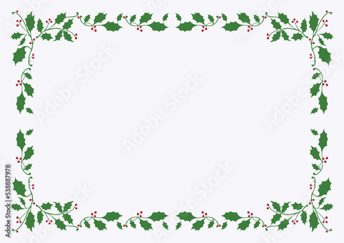 A4 Vector Christmas Holly Border
