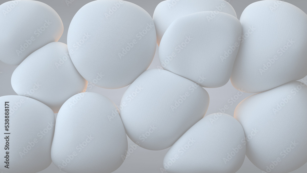 White soft spheres 3D rendering