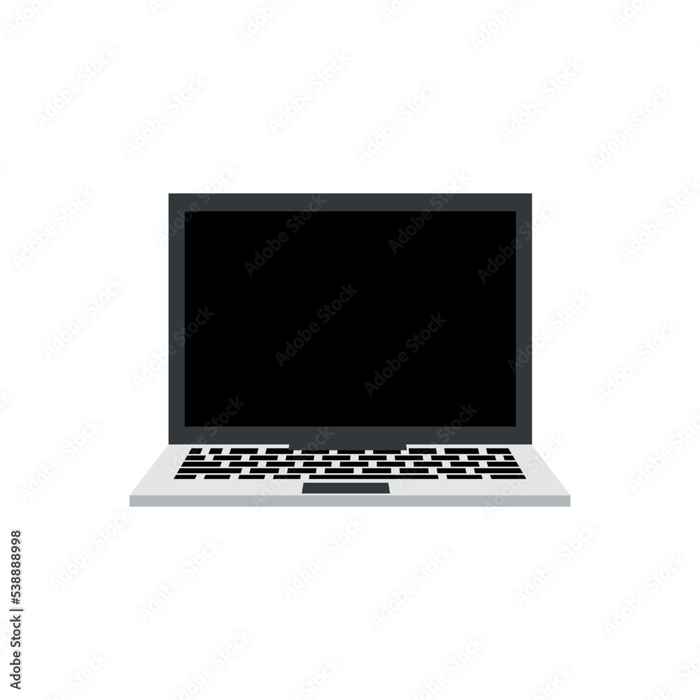 Laptop open, front view, illustration Laptop open, front view, illustration