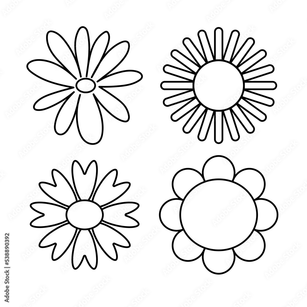 Flowers icon. Hand drawn simple black outline vector illustration clip