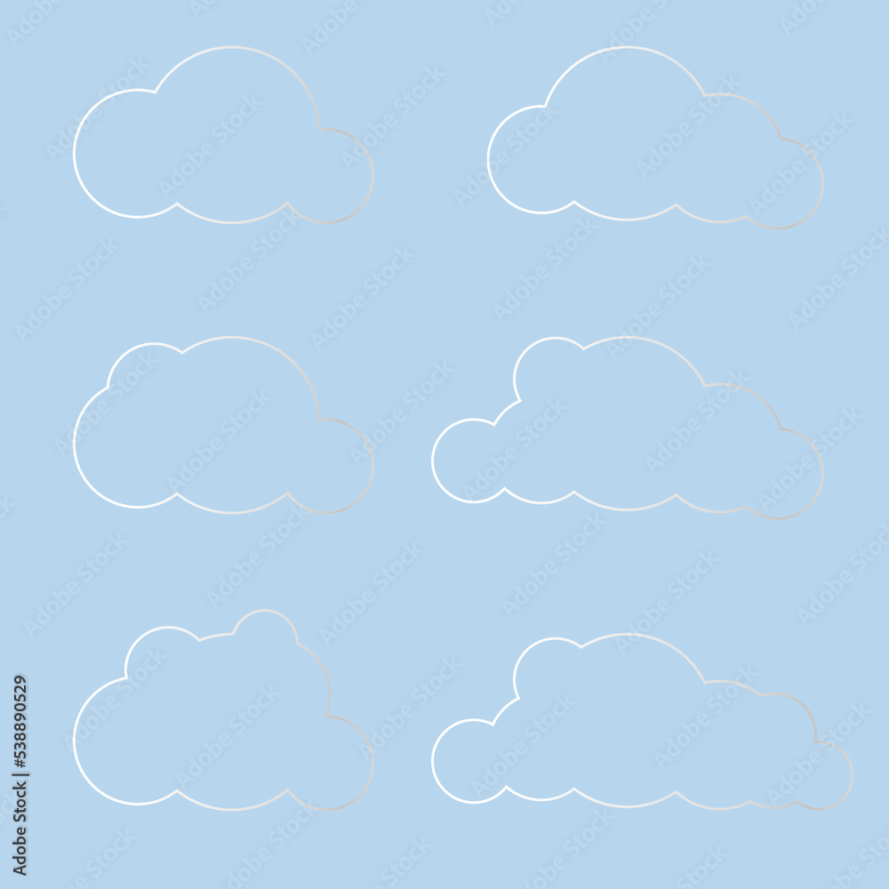 White 3d clouds set isolated on a blue background. Render soft round cartoon fluffy clouds icon in the blue sky. 3d geometric shapes vector illustration. Vector illustration White 3d clouds set isolated on a blue background. Render soft round cartoon fluffy clouds icon in the blue sky. 3d geometric shapes vector illustration. Vector illustration